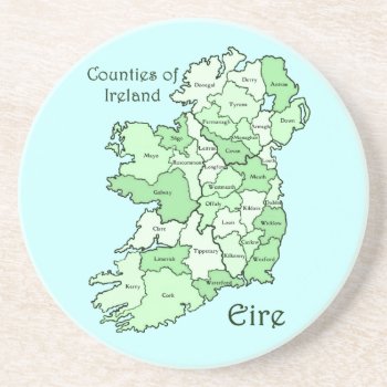 Counties Of Ireland Map Drink Coaster by Pot_of_Gold at Zazzle