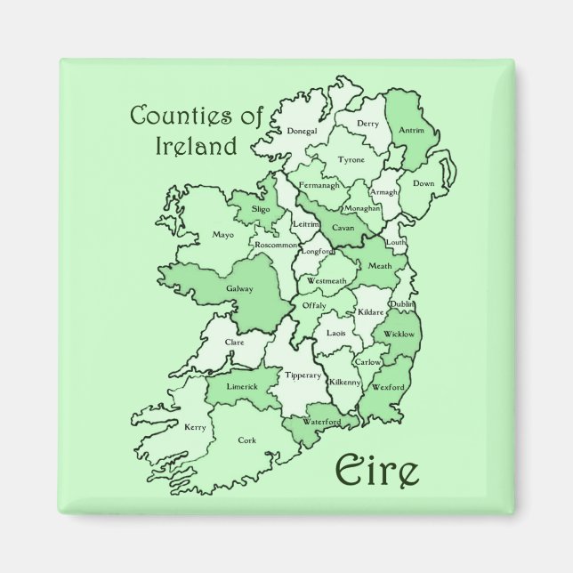 Counties of Ireland Map Magnet (Front)