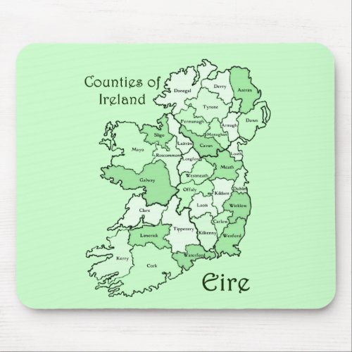 Counties of Ireland Map Mouse Pad