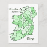 Counties Of Ireland Map Postcard at Zazzle