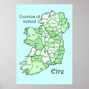Counties of Ireland Map Poster