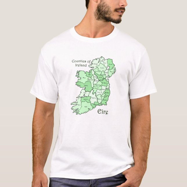 Counties of Ireland Map T-Shirts (Front)