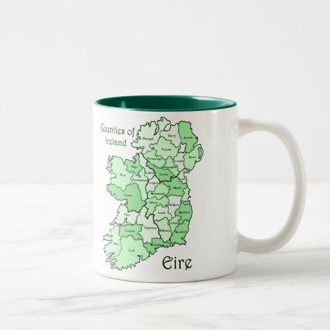 Counties of Ireland Map Two-Tone Coffee Mug (Right)