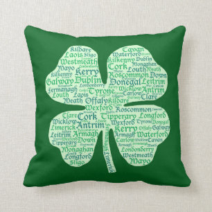 Counties of Ireland Shamrock Throw Pillow