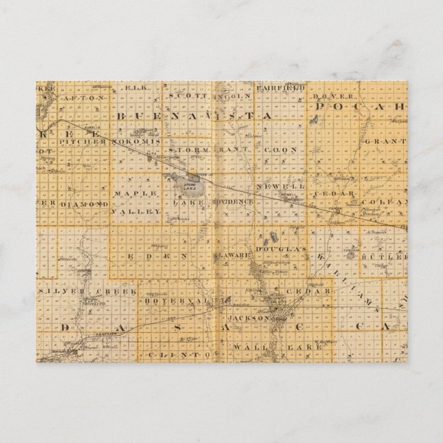 Counties of Pocahontas, Cherokee Postcard (Front)