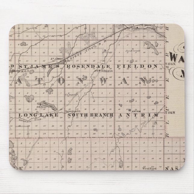 Counties of Watonwan and Martin, Minnesota Mouse Pad (Front)