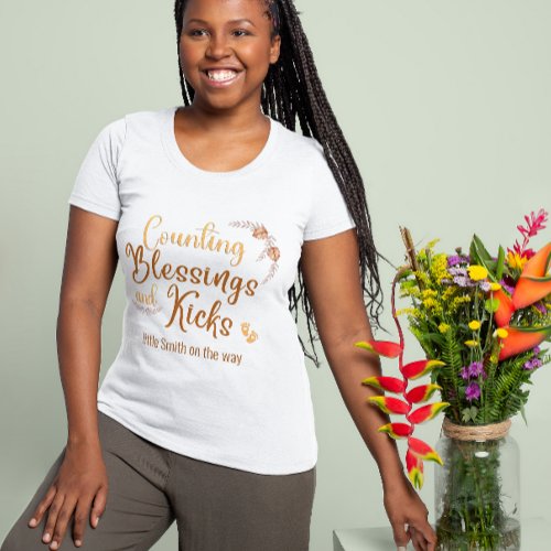 Counting Blessing Kicks Thanksgiving Pregnancy   T_Shirt