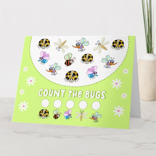 Counting Bugs Kids Math Learning Activity  Card
