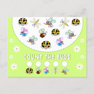 Counting Bugs Kids Math Learning Activity Postcard