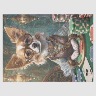 Counting Cards, Steampunk Chihuahua Poker Boss Tissue Paper