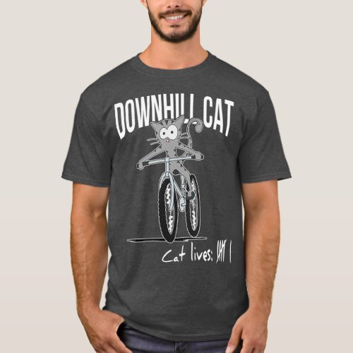 Counting CatLives Downhill Cat MTB Bike T_Shirt