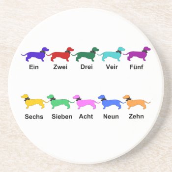 Counting German Dachshunds Coaster by nitsupak at Zazzle