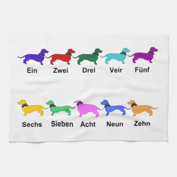 Counting German Dachshunds Kitchen Towel by nitsupak at Zazzle