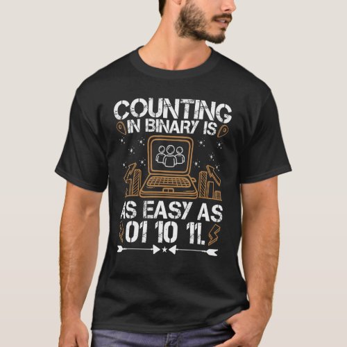 Counting In Binary Is As Easy As 01 10 11 Coder T_Shirt