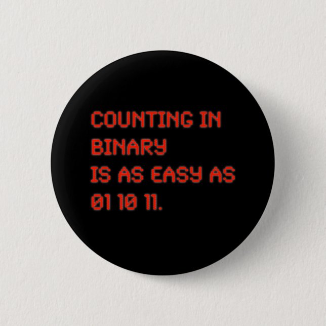 Counting in Binary Pinback Button (Front)