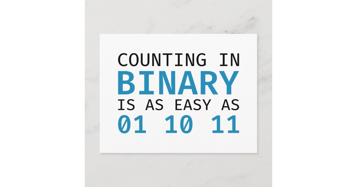 Counting In Binary Postcard | Zazzle