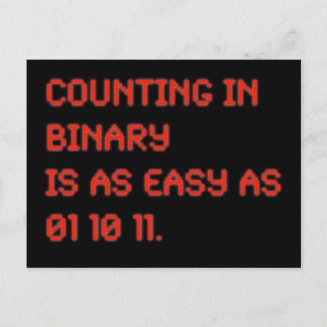 Counting in Binary Postcard (Front)