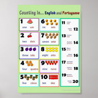 Counting in.... English and Portuguese Poster