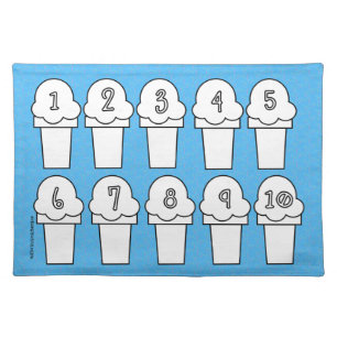 Counting Mat Learning Ice Cream Cones Numbers Blue