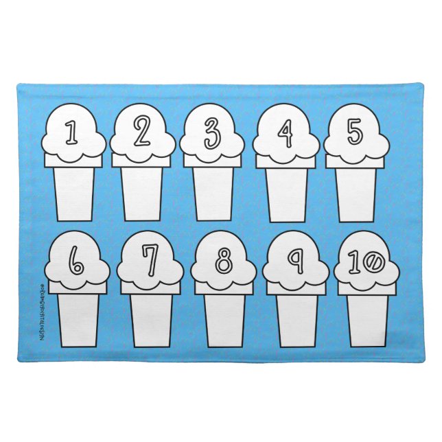 Counting Mat Learning Ice Cream Cones Numbers Blue (Front)