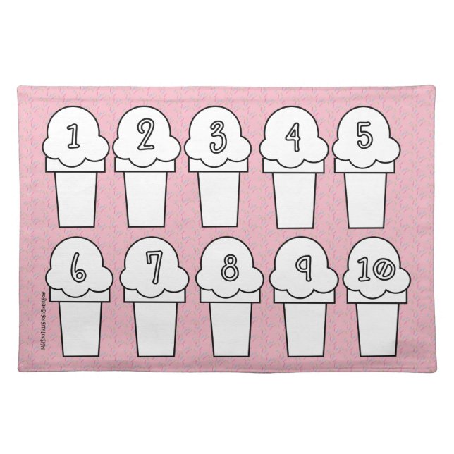 Counting Mat Learning Ice Cream Cones Numbers Pink (Front)