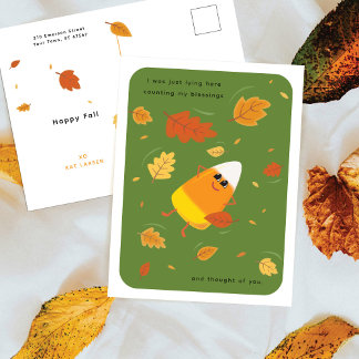 Counting My Blessings | Green Candy Corn Fall Holiday Postcard