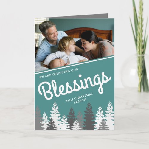 Counting Our Blessings  Christmas Family Photo Holiday Card