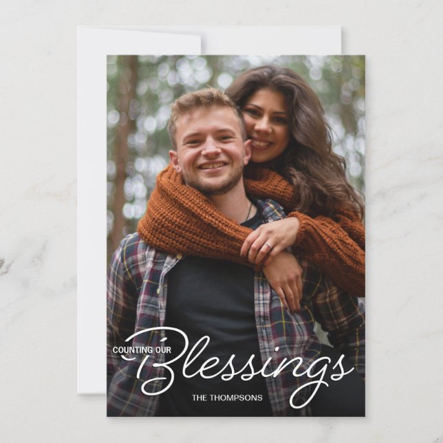 Counting our Blessings First Christmas Photo Announcement (Front)