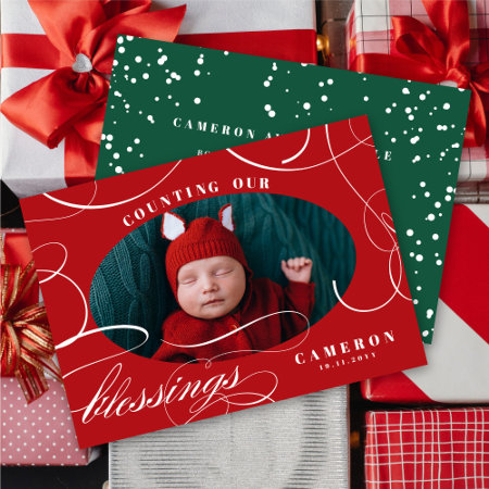 Counting Our Blessings Holiday Birth Announcement