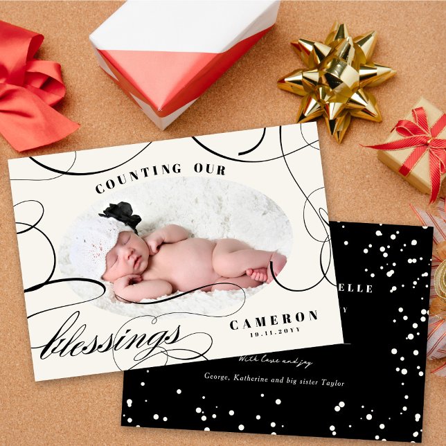 Counting Our Blessings Holiday Birth Announcement (Creator Uploaded)