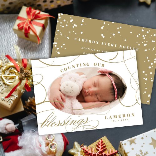 Counting Our Blessings Holiday Birth Announcement