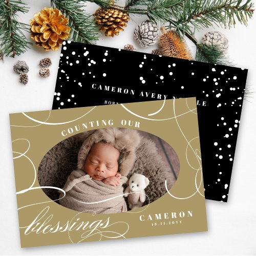 Counting Our Blessings Holiday Birth Announcement