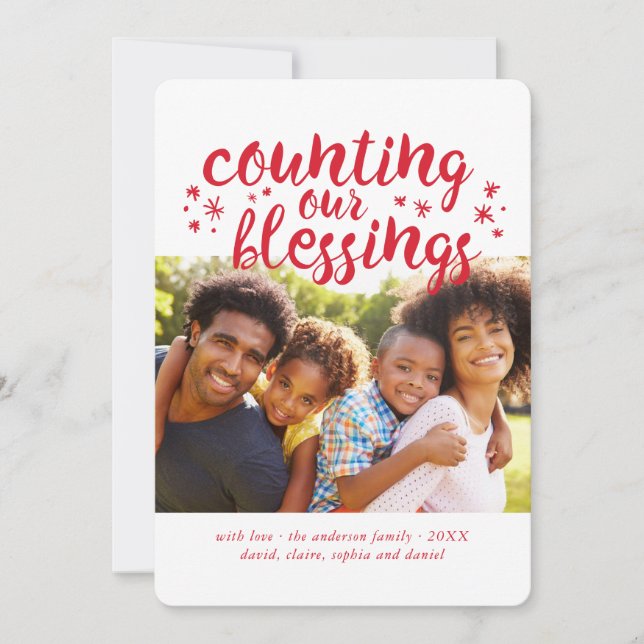 Counting our Blessings Holiday Photo card (Front)