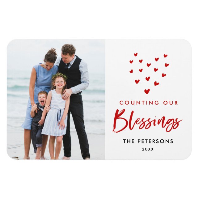 Counting Our Blessings Holiday Photo Magnet (Horizontal)