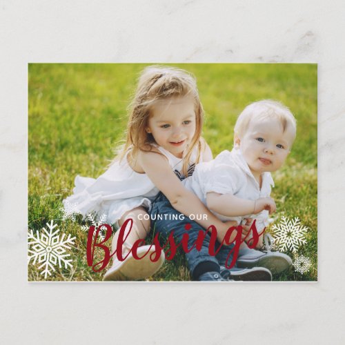 Counting our Blessings Holiday Photo Postcard