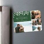 Counting Our Blessings Holiday Photos Magnet<br><div class="desc">Counting our blessings Christmas Holiday postcard features photo collage with holiday florals. The green can be changed to match your photos.</div>