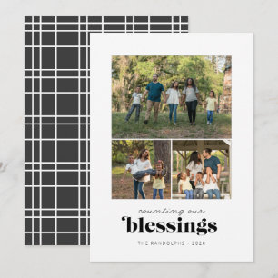 Counting Our Blessings Three Photo Holiday Card