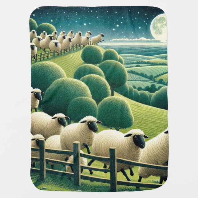 Counting Sheep Baby Blanket (Front)