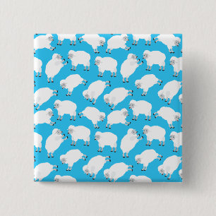 Counting Sheep Blue Nursery Pattern Button