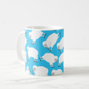 Counting Sheep Blue Nursery Pattern Coffee Mug