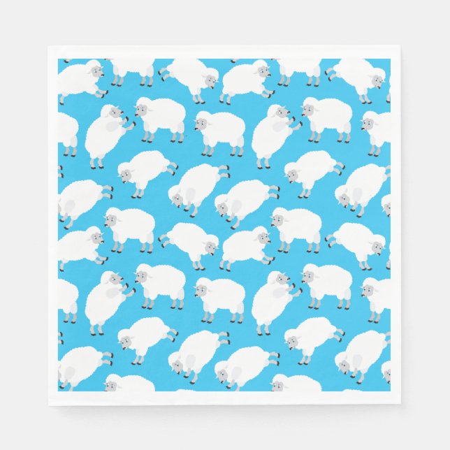 Counting Sheep Blue Nursery Pattern Napkins (Front)