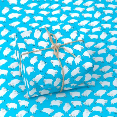Counting Sheep Blue Nursery Pattern Wrapping Paper
