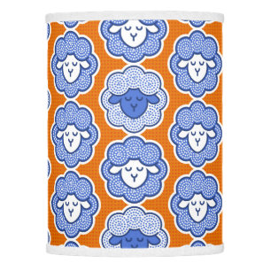 Counting sheep - blue & orange lamp shade