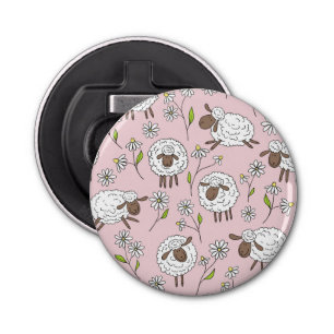 Counting sheep on cotton candy pink bottle opener