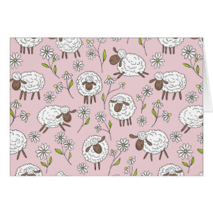 Counting sheep on cotton candy pink cards