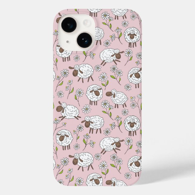 Counting sheep on cotton candy pink Case-Mate iPhone case (Back)