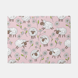 Counting sheep on cotton candy pink doormat