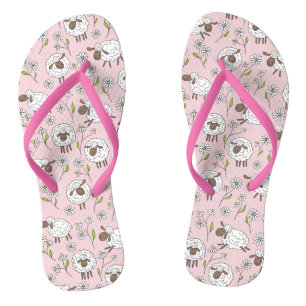 Counting sheep on cotton candy pink flip flops