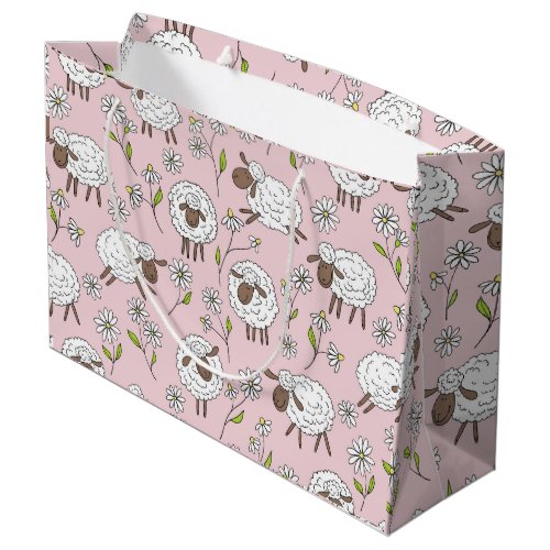 Counting sheep on cotton candy pink large gift bag