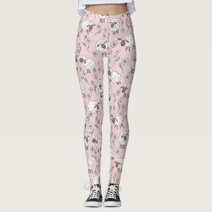 Counting sheep on cotton candy pink leggings
